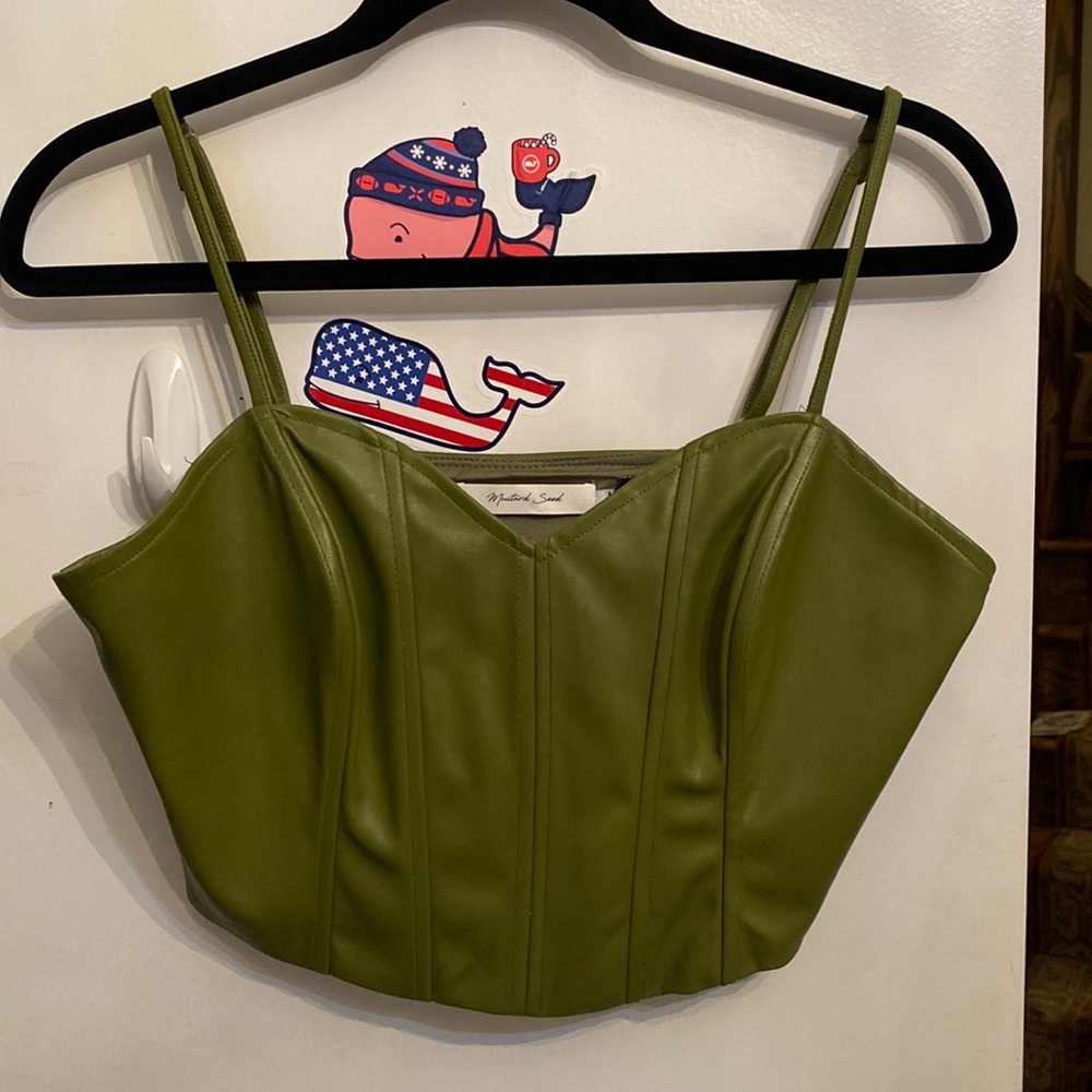 Mustard Seed Green Corset Crop Top